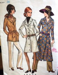 5931 BUTTERICK '70 COLLAR SWEATER-COAT 3 LENGTHS,BELT PATTERN 14